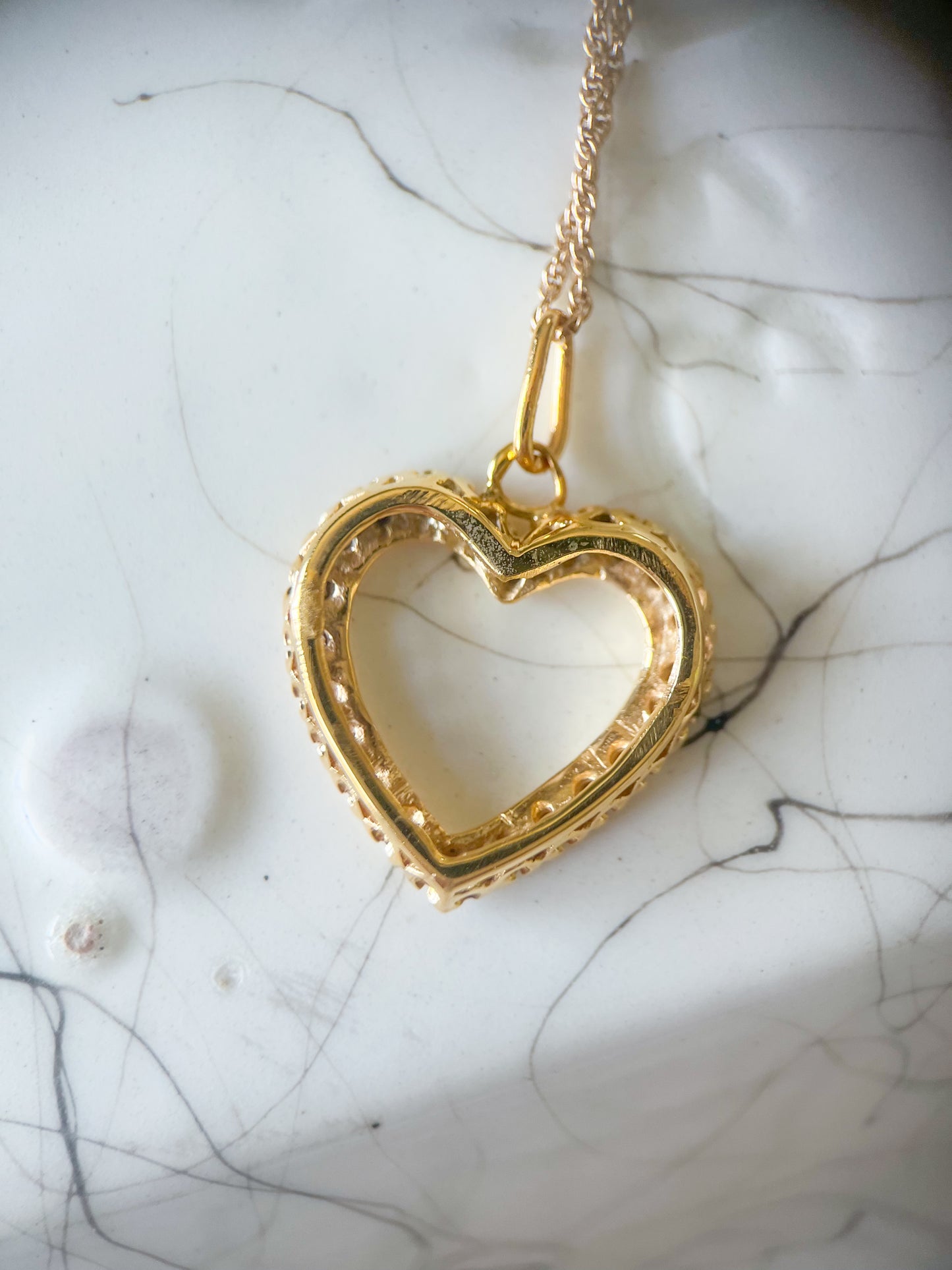 Vintage Natural Diamond Open Heart Charm