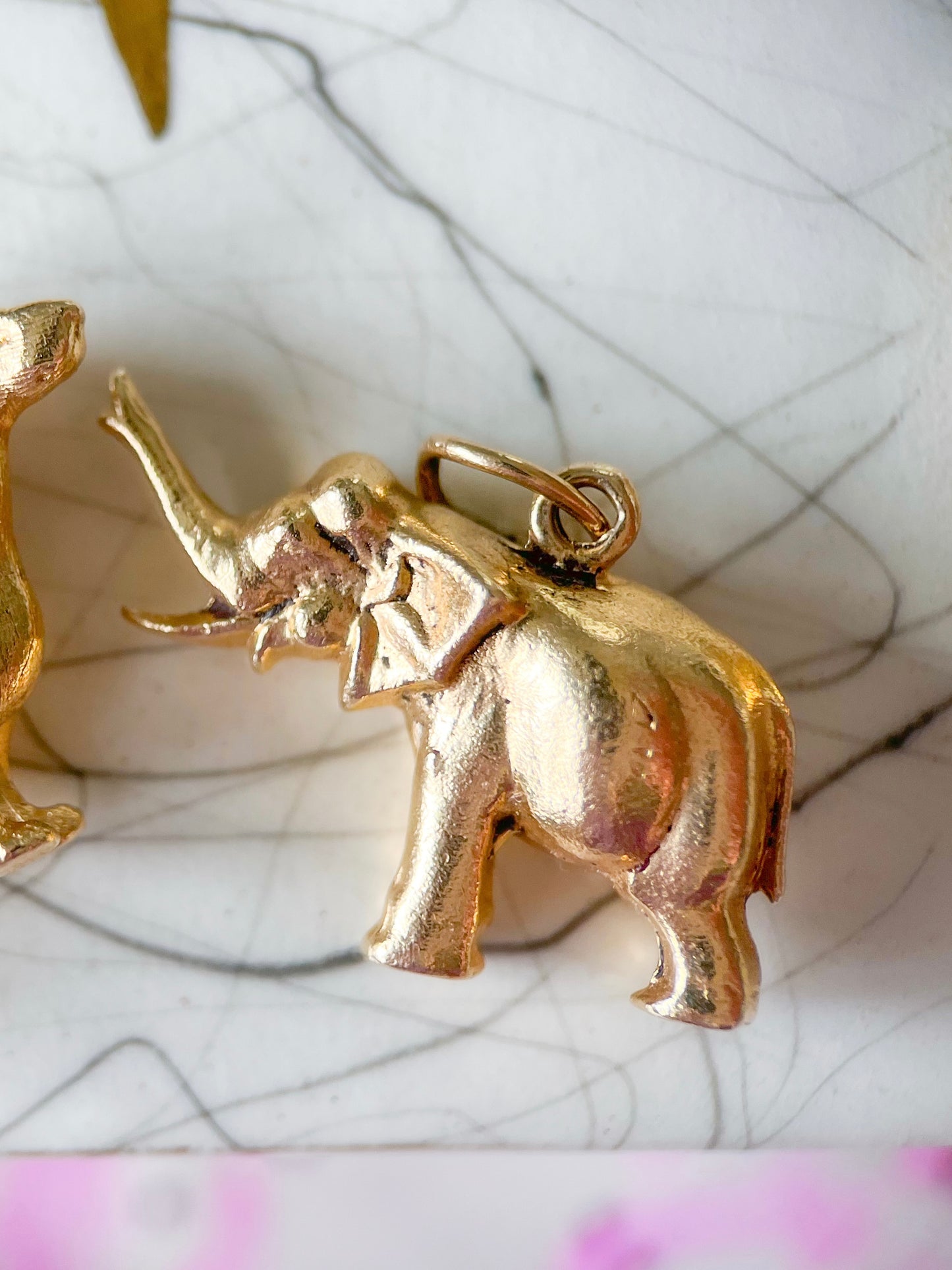 Vintage Elephant 14k Yellow Gold Charm, circa 1950s-60s