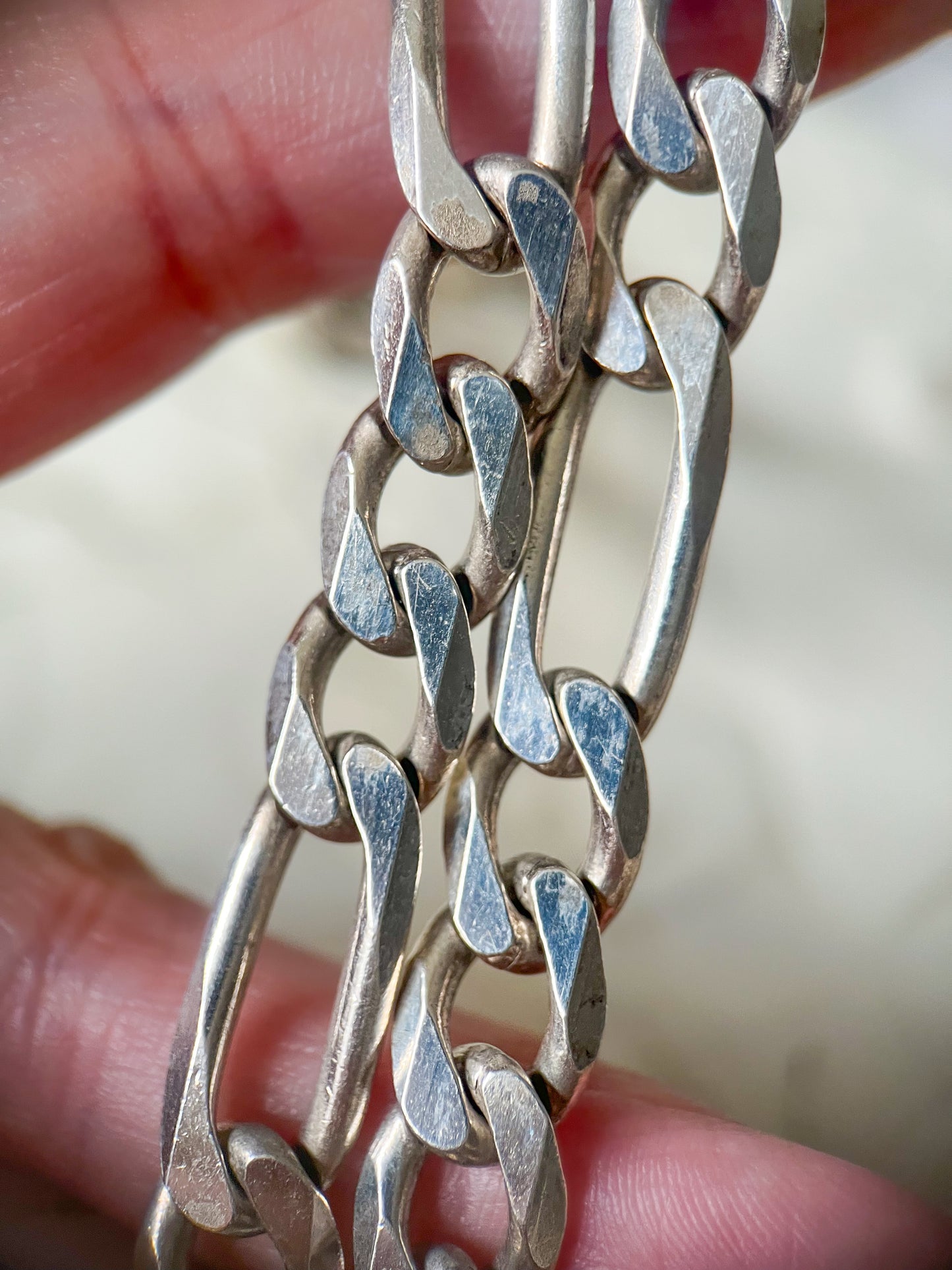 Vintage Chunky Figaro Chain Sterling Silver 20 Inch Chain Necklace, circa 1990s