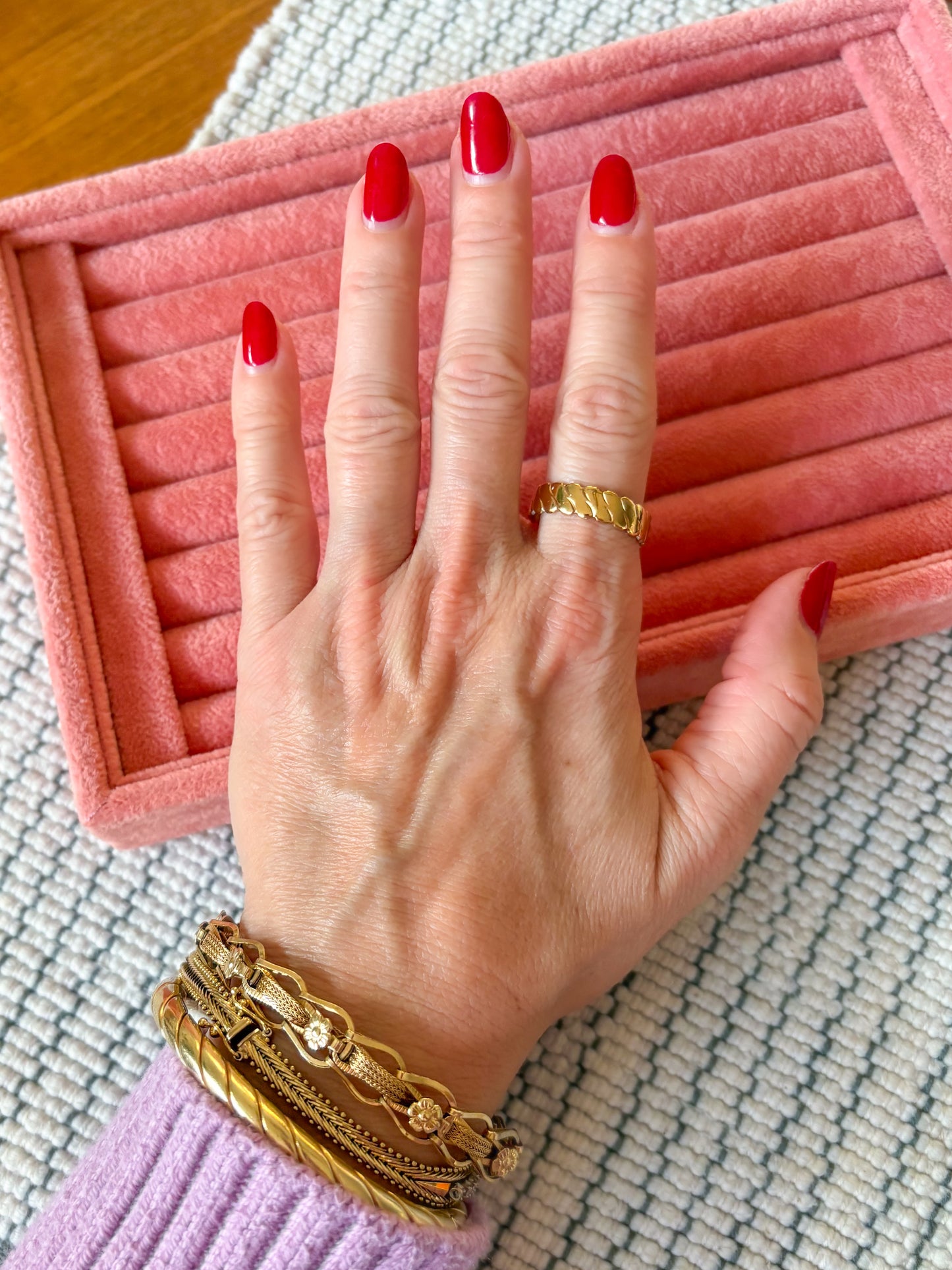 Vintage Wavy 14k Yellow Gold Band Ring, Size 9 3/4