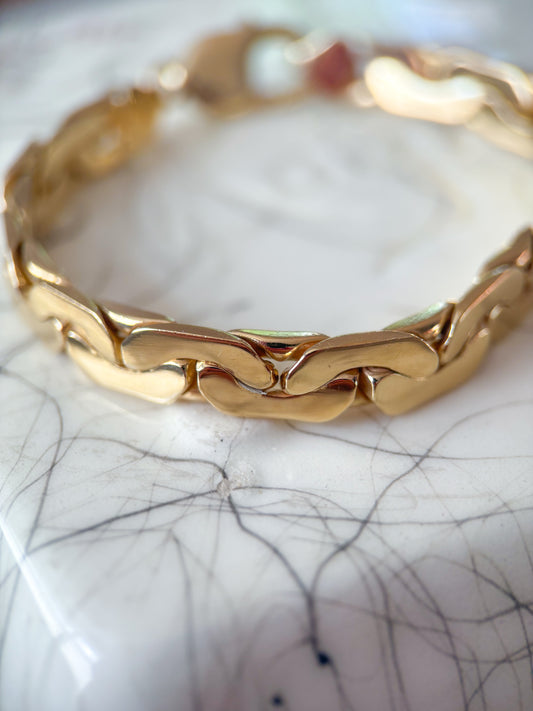 Vintage Solid C Link 14k Yellow Gold 7 Inch Bracelet, circa 1970s
