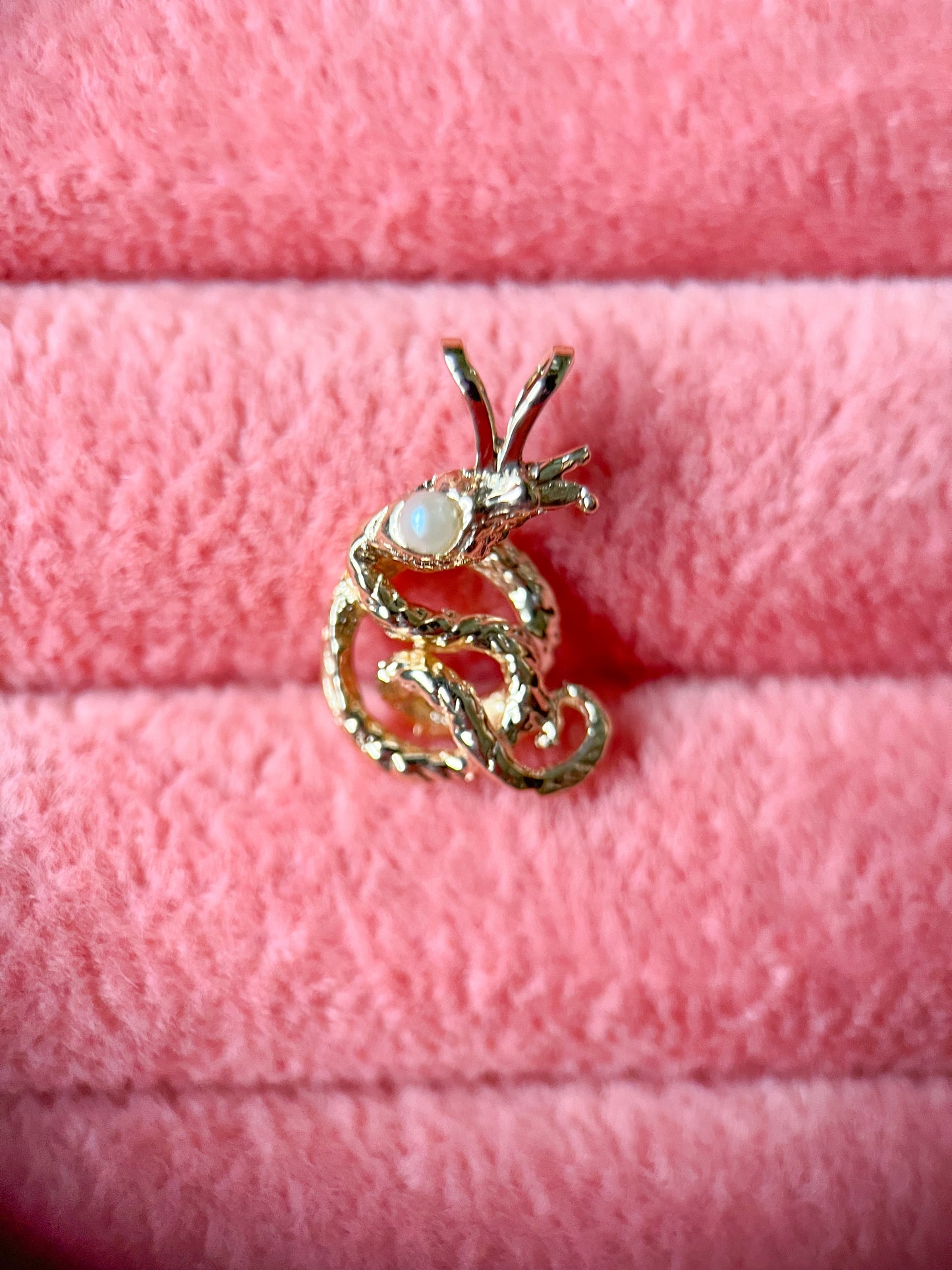 Vintage Snake with Pearl 14k Yellow Gold Charm
