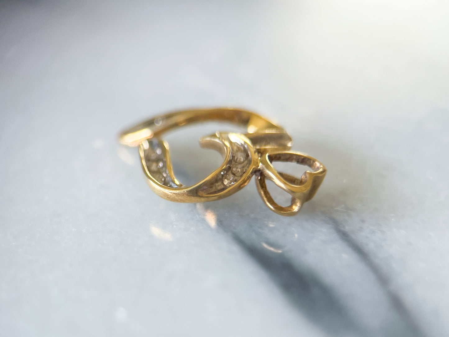 Vintage Natural Diamond Heart 10k Yellow Gold Charm