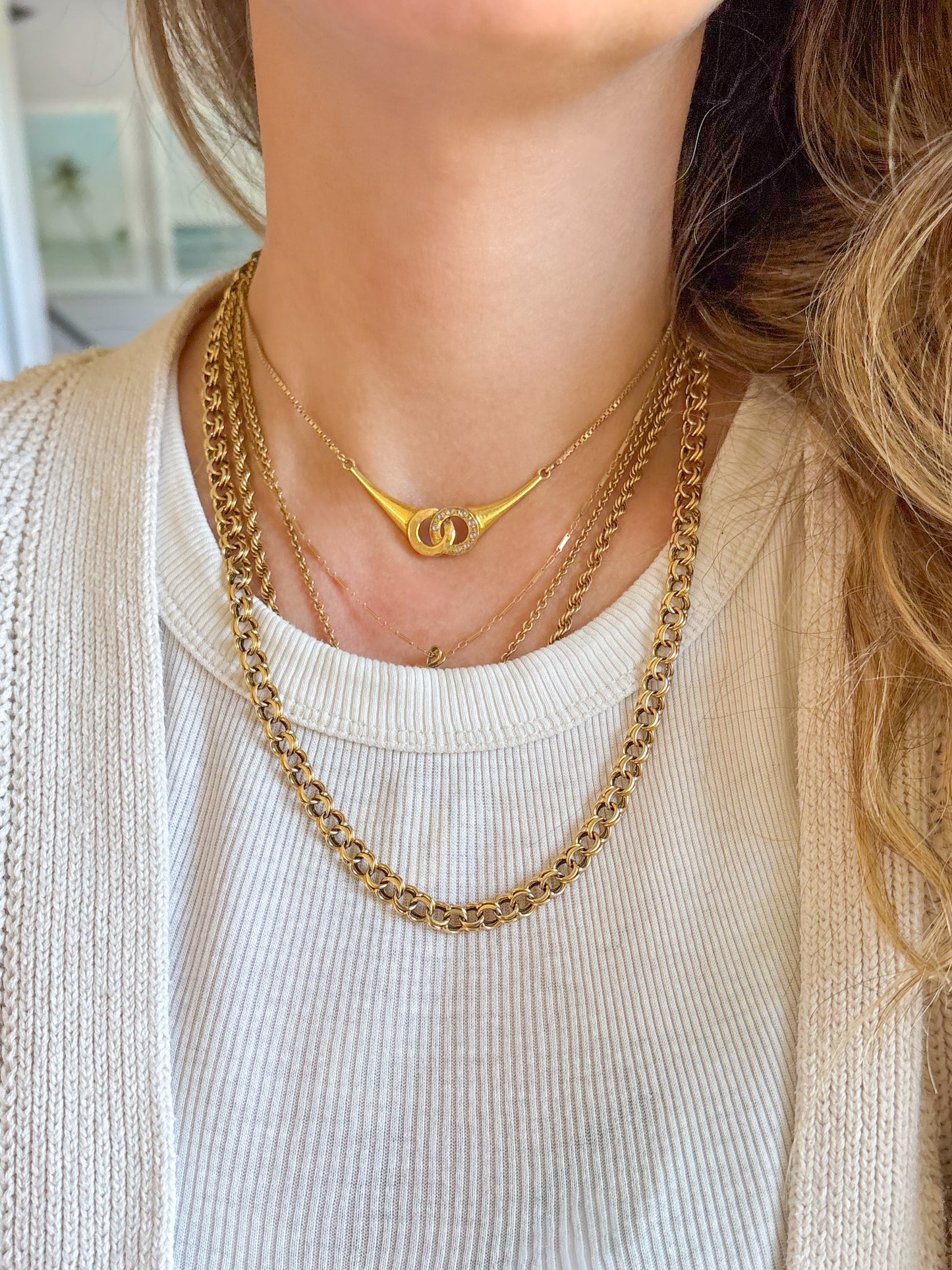 Vintage Multi Link Cable 4k Yellow Gold Chain 20.5 Inch Necklace