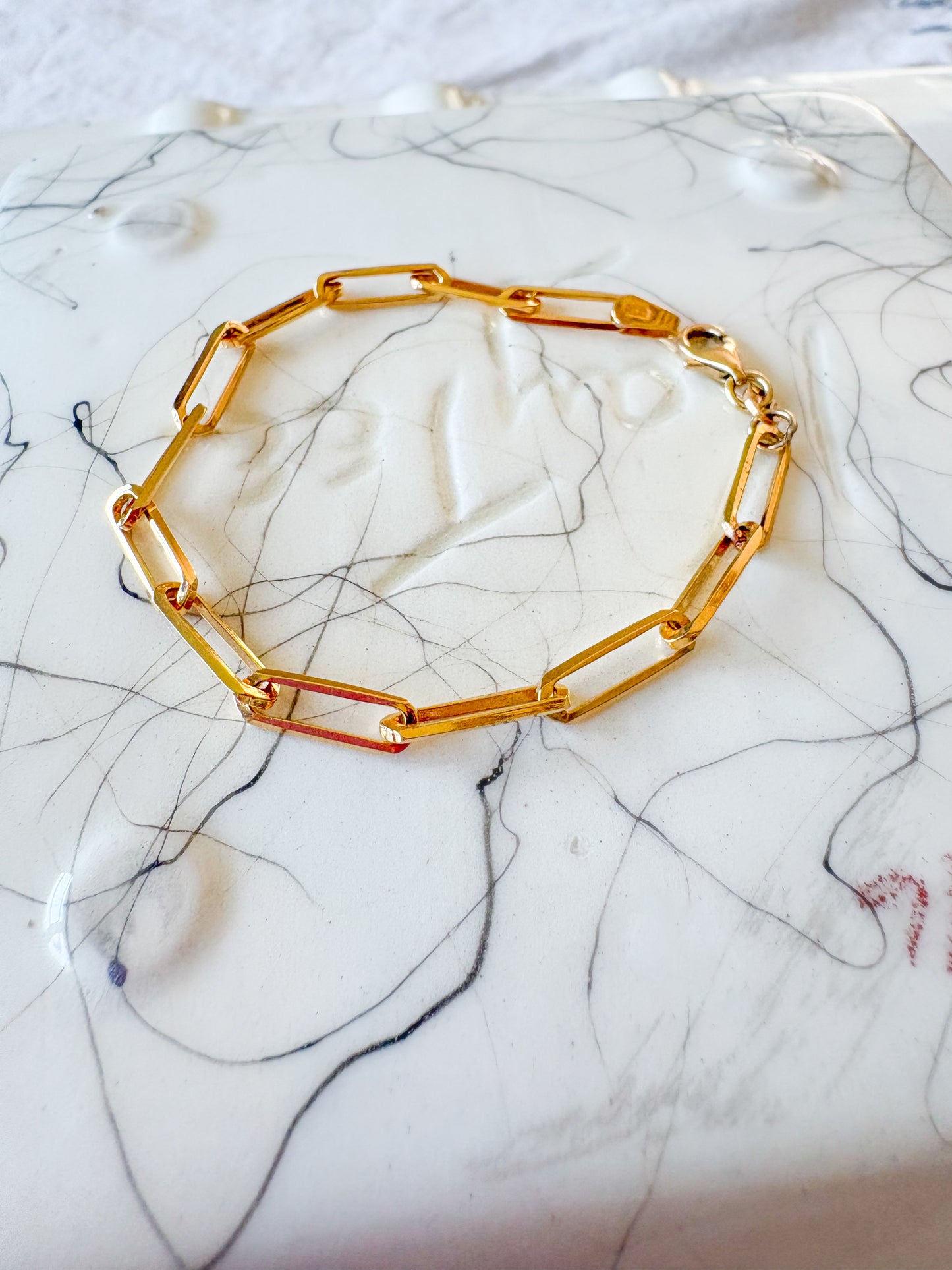 Vintage Paperclip 14k Yellow Gold 6.5 Inch Bracelet