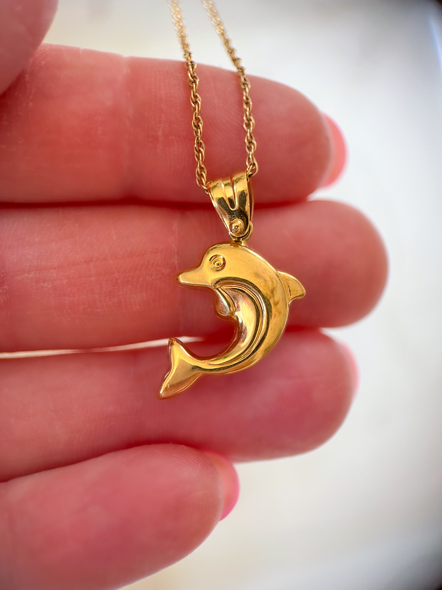 Vintage Dolphin Double Sided 18k Yellow Gold Charm