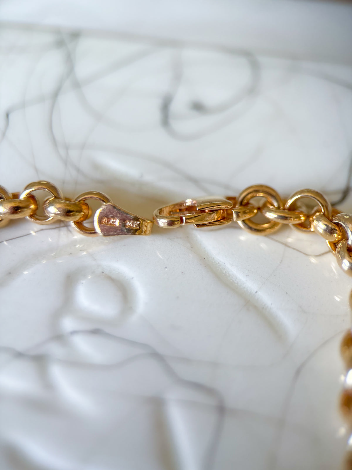 Vintage Rolo Chain 14k Yellow Gold 7 Inch Bracelet
