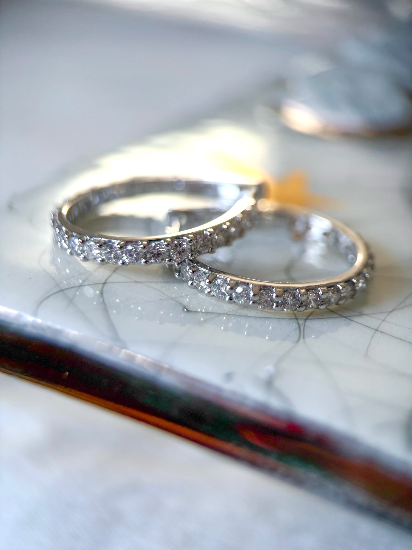 Natural Diamond Thin 14k White Gold Hoop Earrings