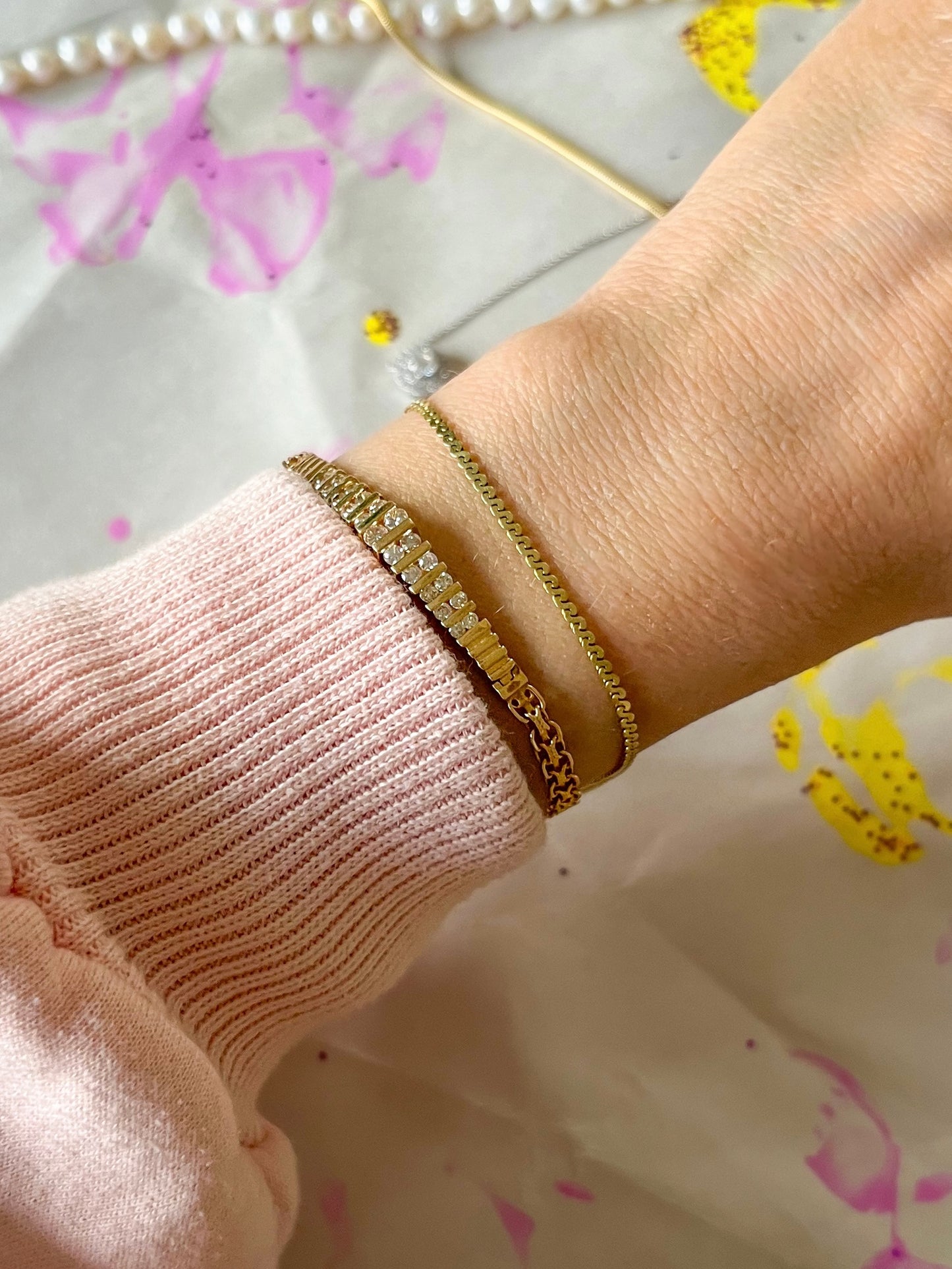 Vintage Serpentine Chain 14k Yellow Gold 7.5 Inch Bracelet