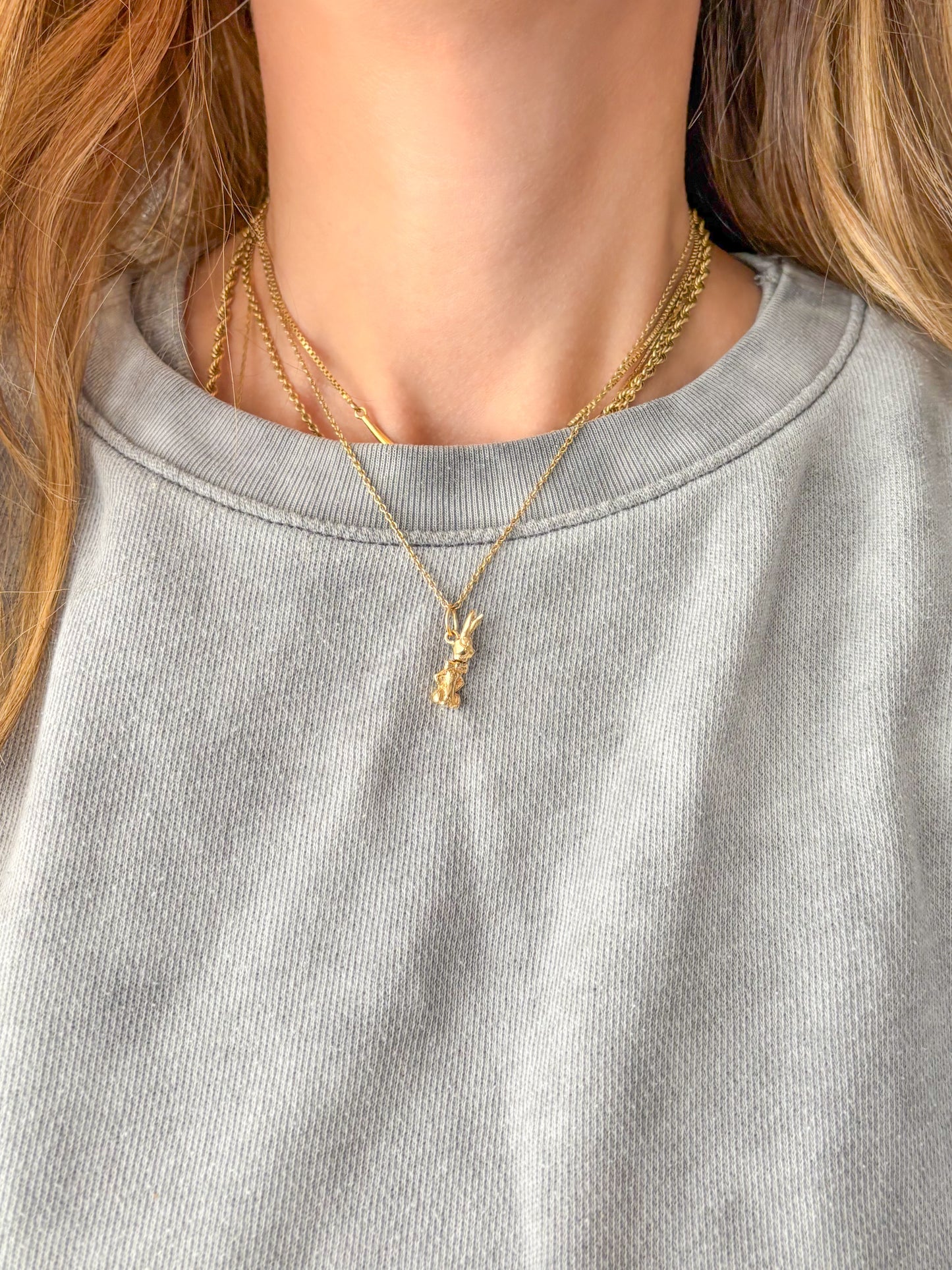 Vintage Bunny Rabbit with Moveable Head 14k Yellow Gold Charm