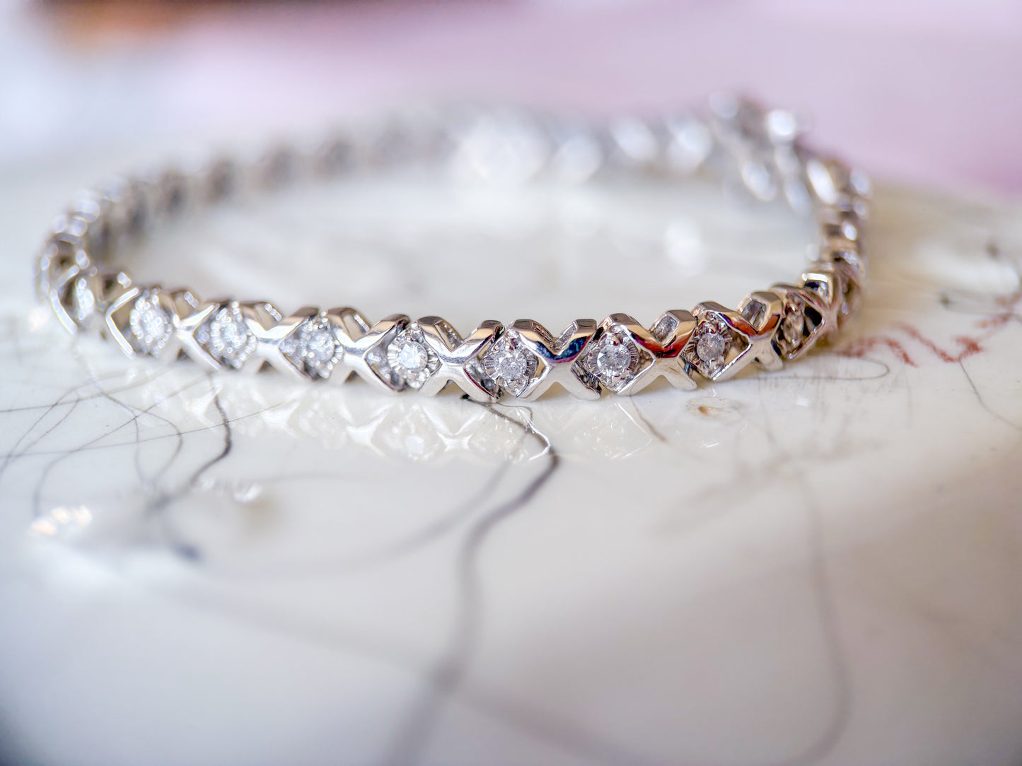 Various Vintage Natural Diamond White Gold Bracelets