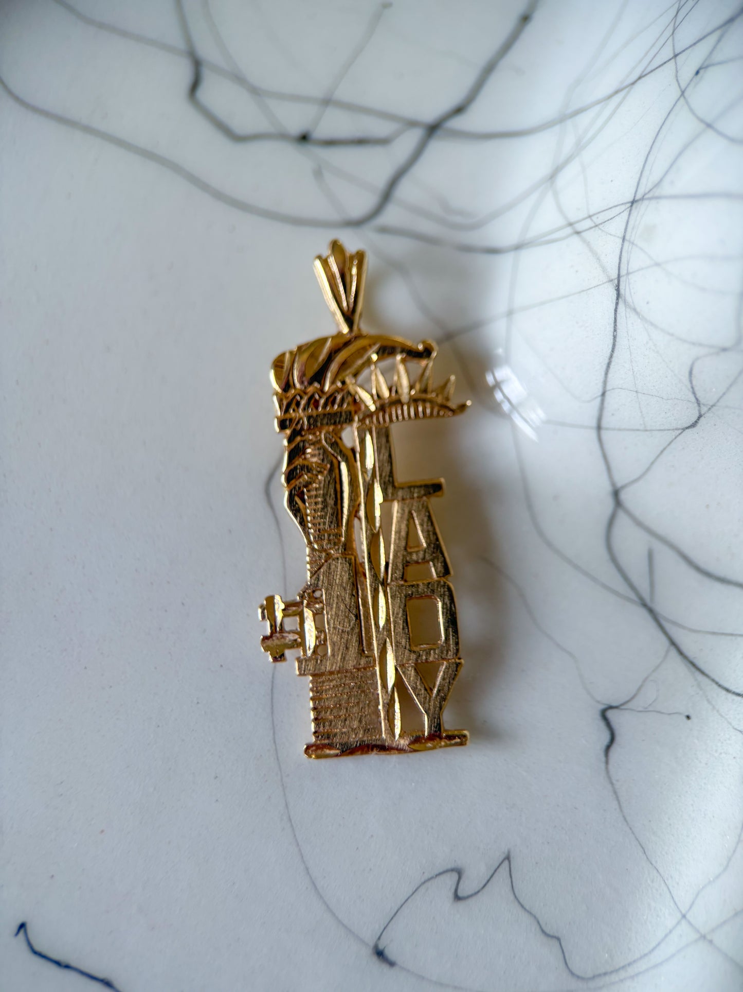 Vintage #1 Lady Liberty 14k Yellow Gold Charm