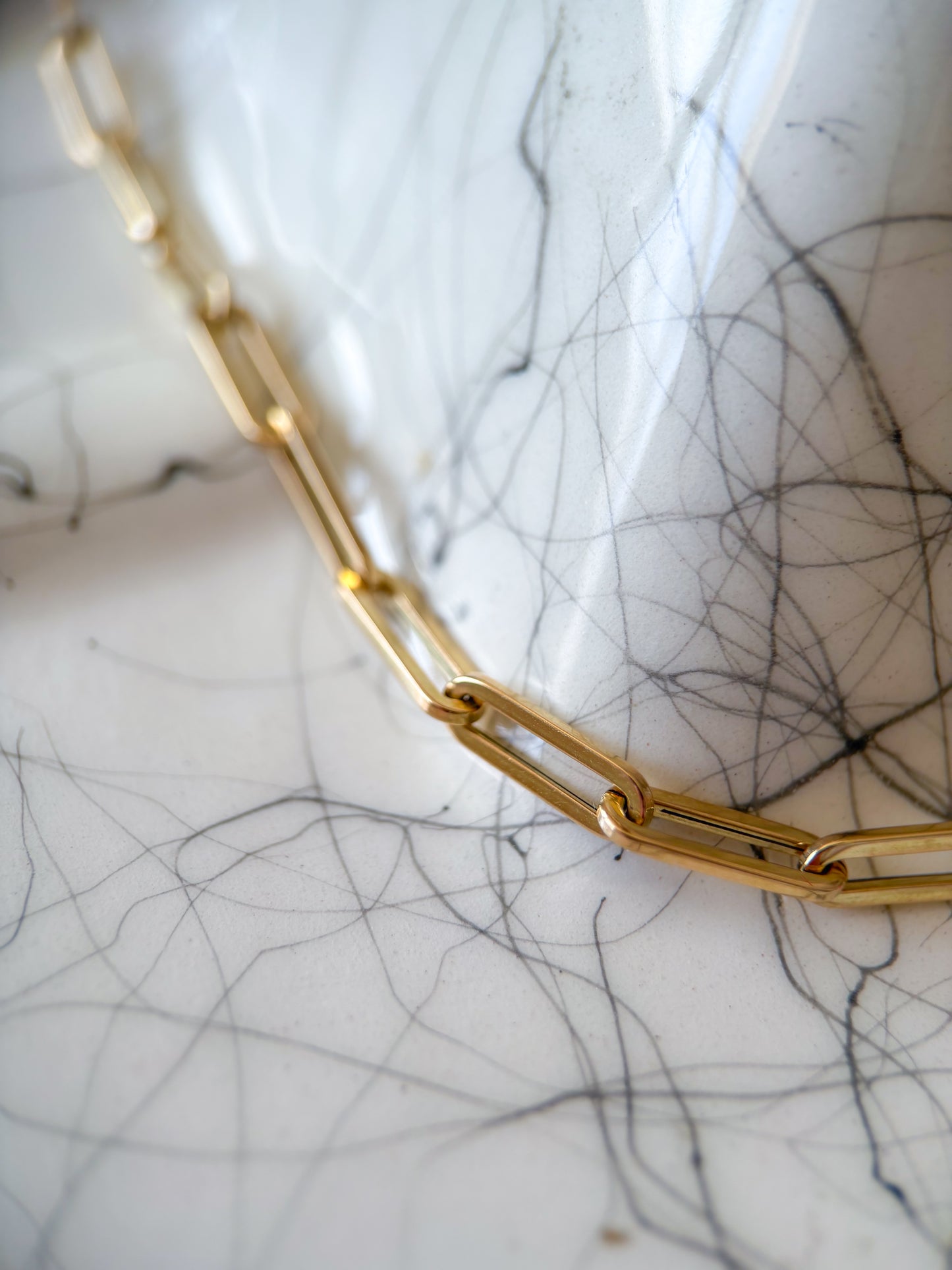 Vintage Paperclip 14k Yellow Gold 7 Inch Bracelet