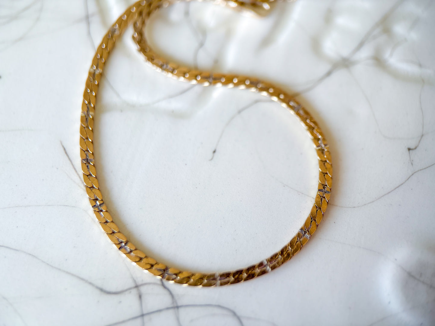 Vintage Flat Curb Link 14k Yellow Gold Bracelet