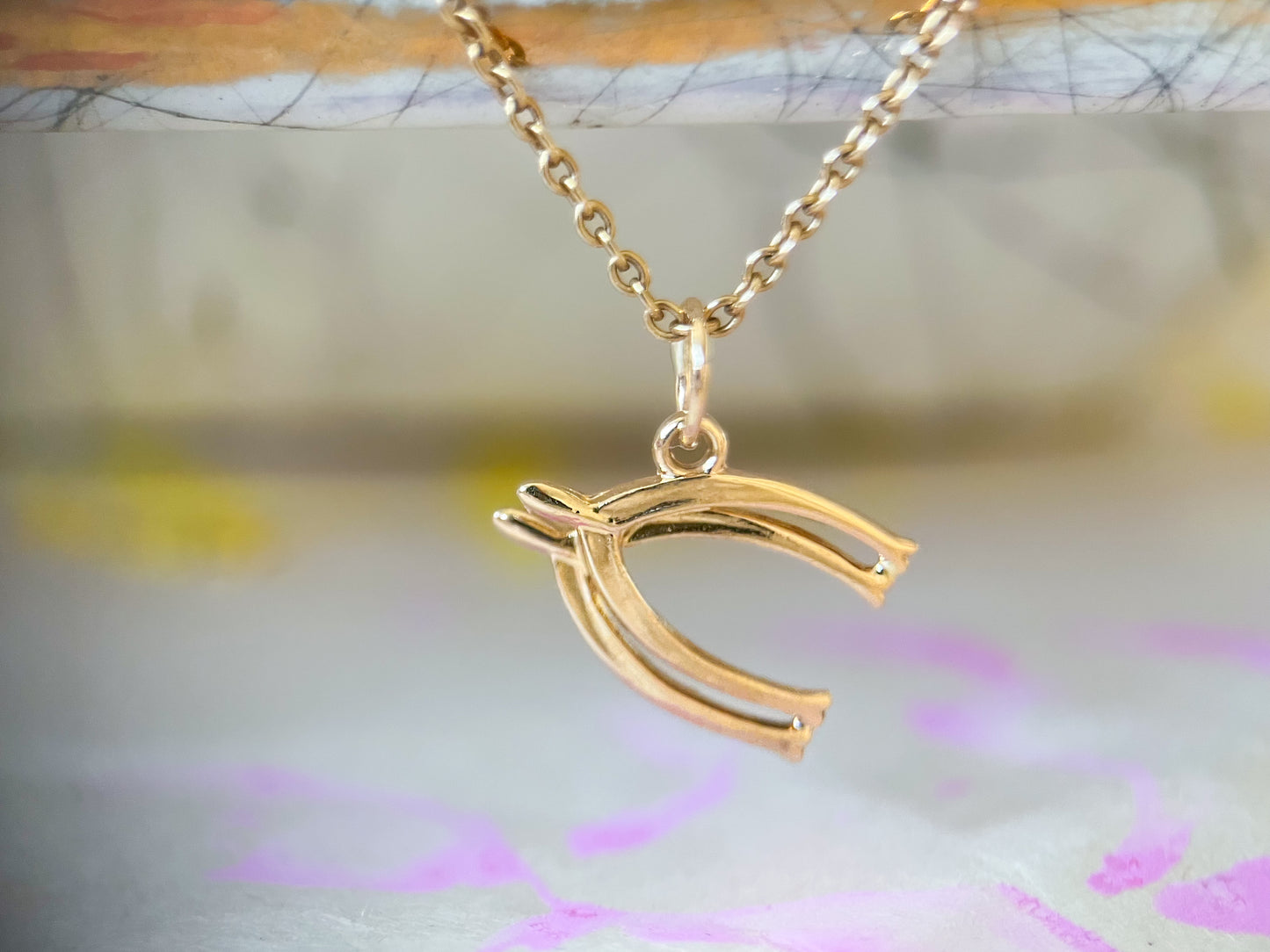 Vintage Double Wishbone 14k Yellow Gold Charm