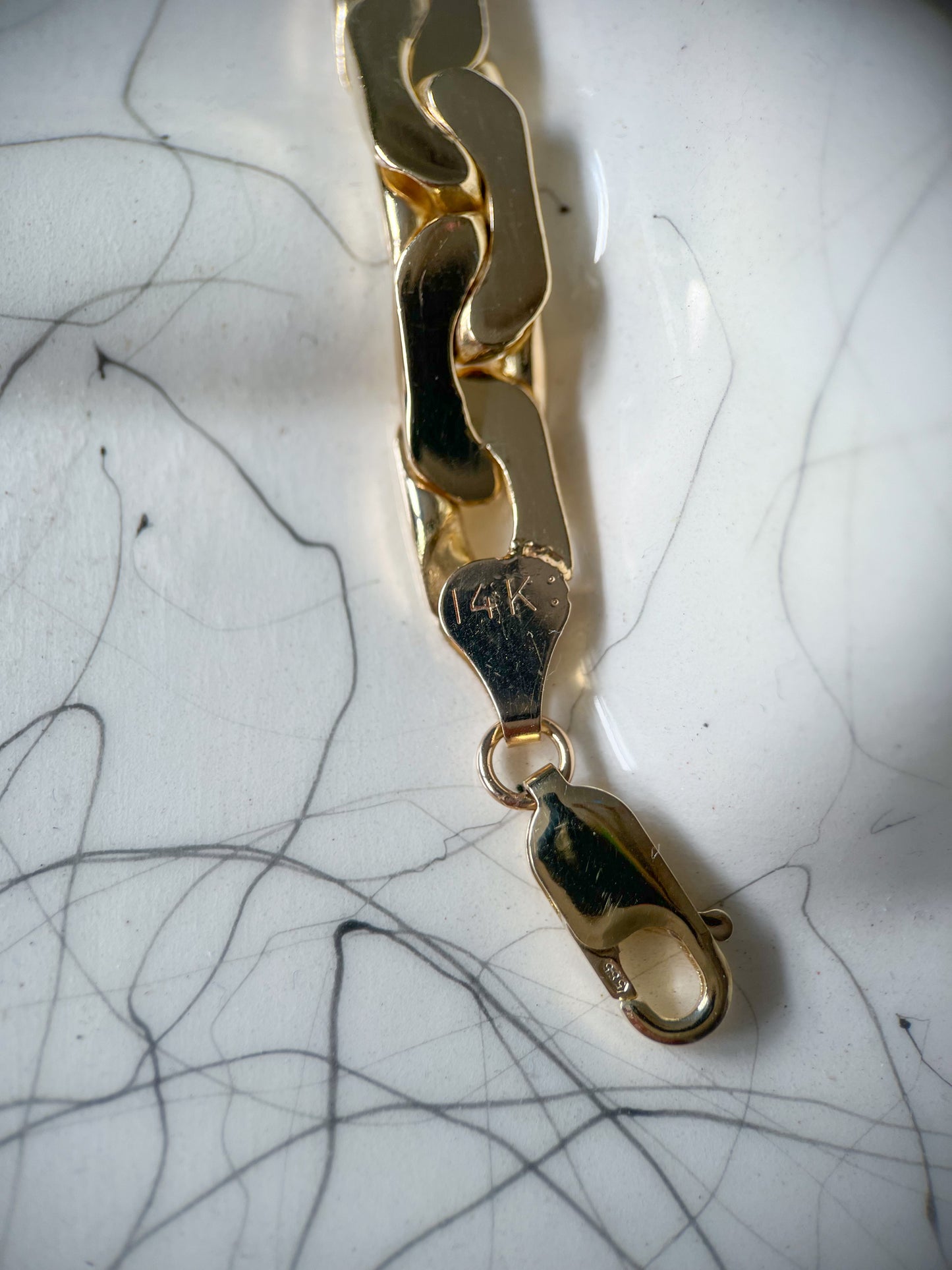 Vintage Solid Cobra Link 14k Yellow Gold 7 Inch Bracelet, circa 1970s