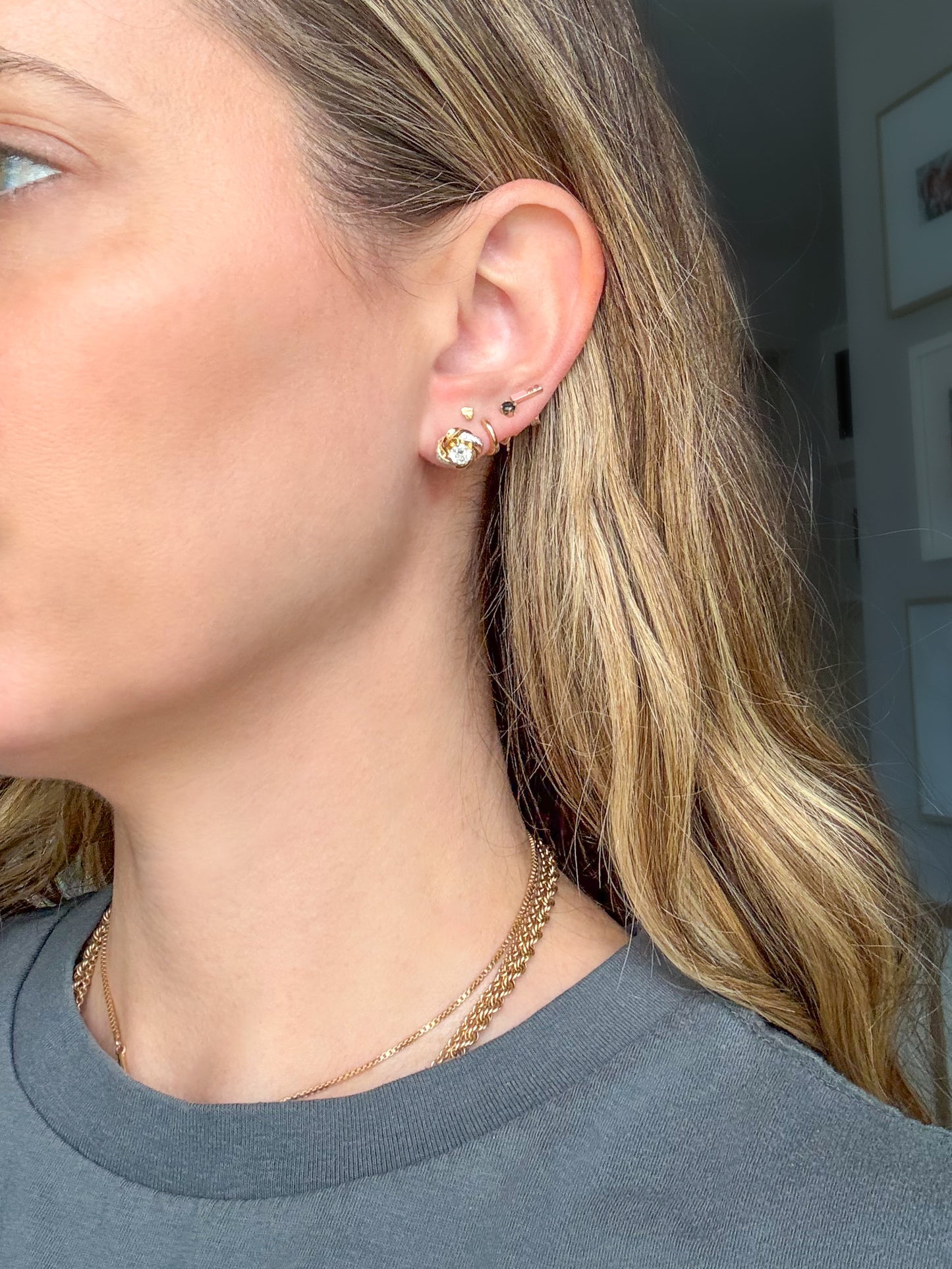 Natural Diamond 14k Yellow Gold Knot Stud Earrings