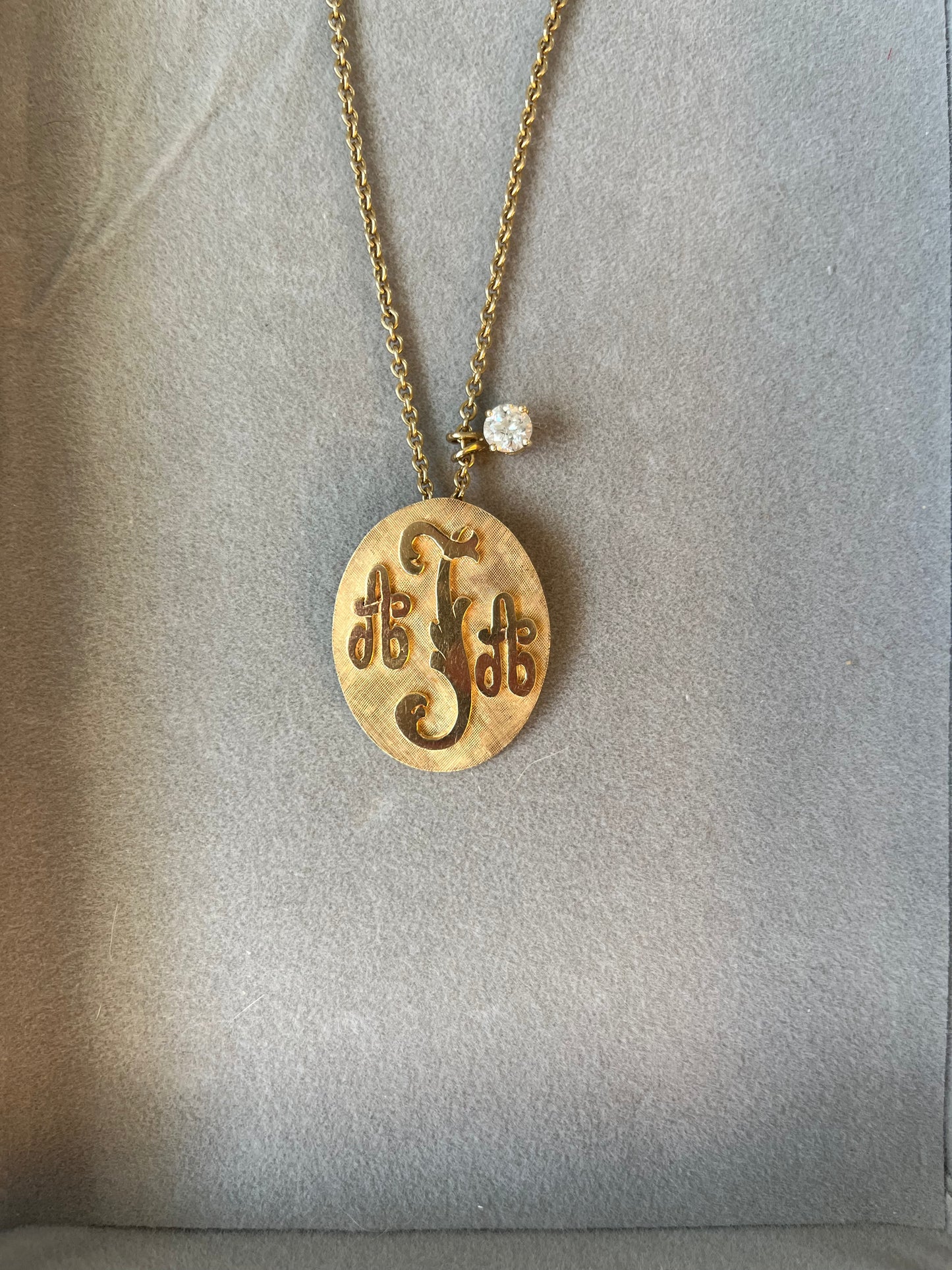 Vintage "AAT" Initial 14k Yellow Gold Pin and Pendant, circa 1980