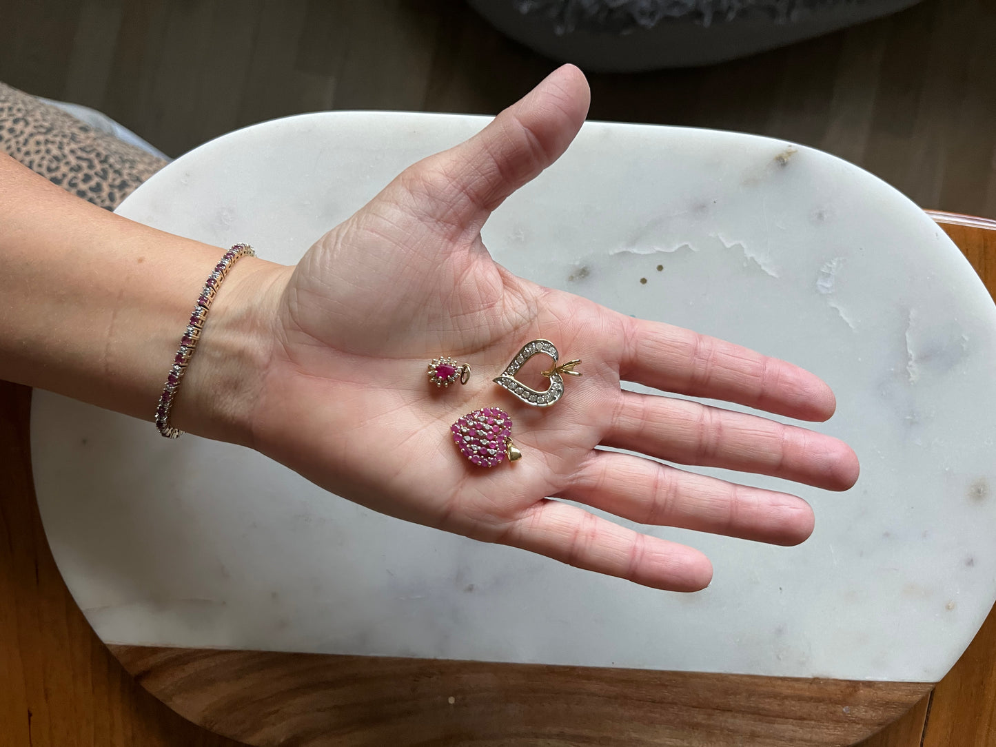 Vintage Natural Diamond and Natural Ruby Pear Shaped 14k Yellow Gold Charm