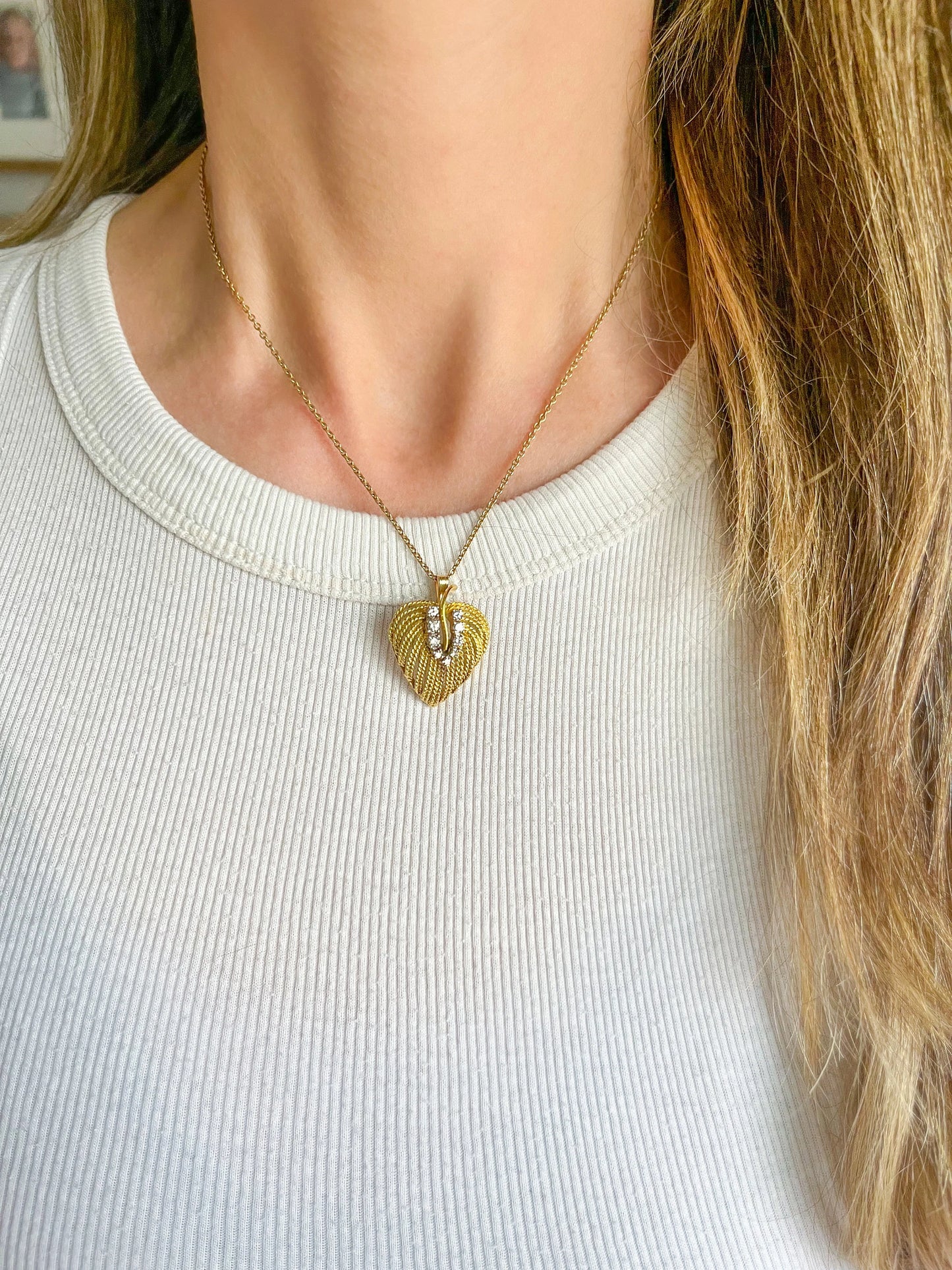 Vintage Natural Diamond Heart 14k Yellow Gold Charm